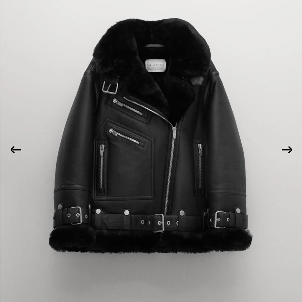 Arrivals Moya V Black Shearling Jacket